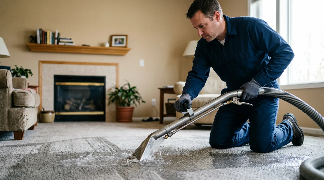 Water damage restoration technician working near Meade, KS
